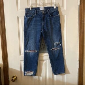 Current/Elliott Repaired Fling Becker Ripped Jeans Plaid Size 27